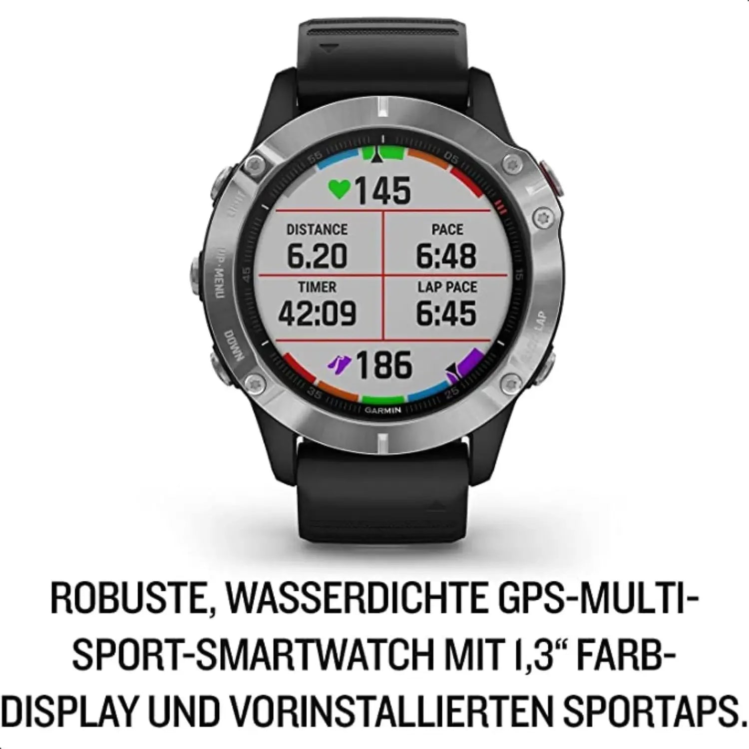 B-Ware Garmin Sportuhr Uhr Smartwatch Fenix 6 Gps Mip Multisport Schwarz Silber Ones225 - 753759232702