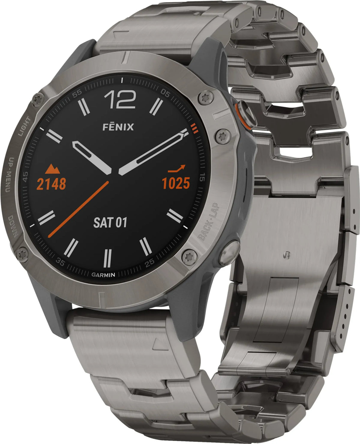 Garmin Sportuhr GPS Uhr Smartwatch Uhr fenix 6 Sapphire Titan 47mm Grau Onesize - 0753759232849