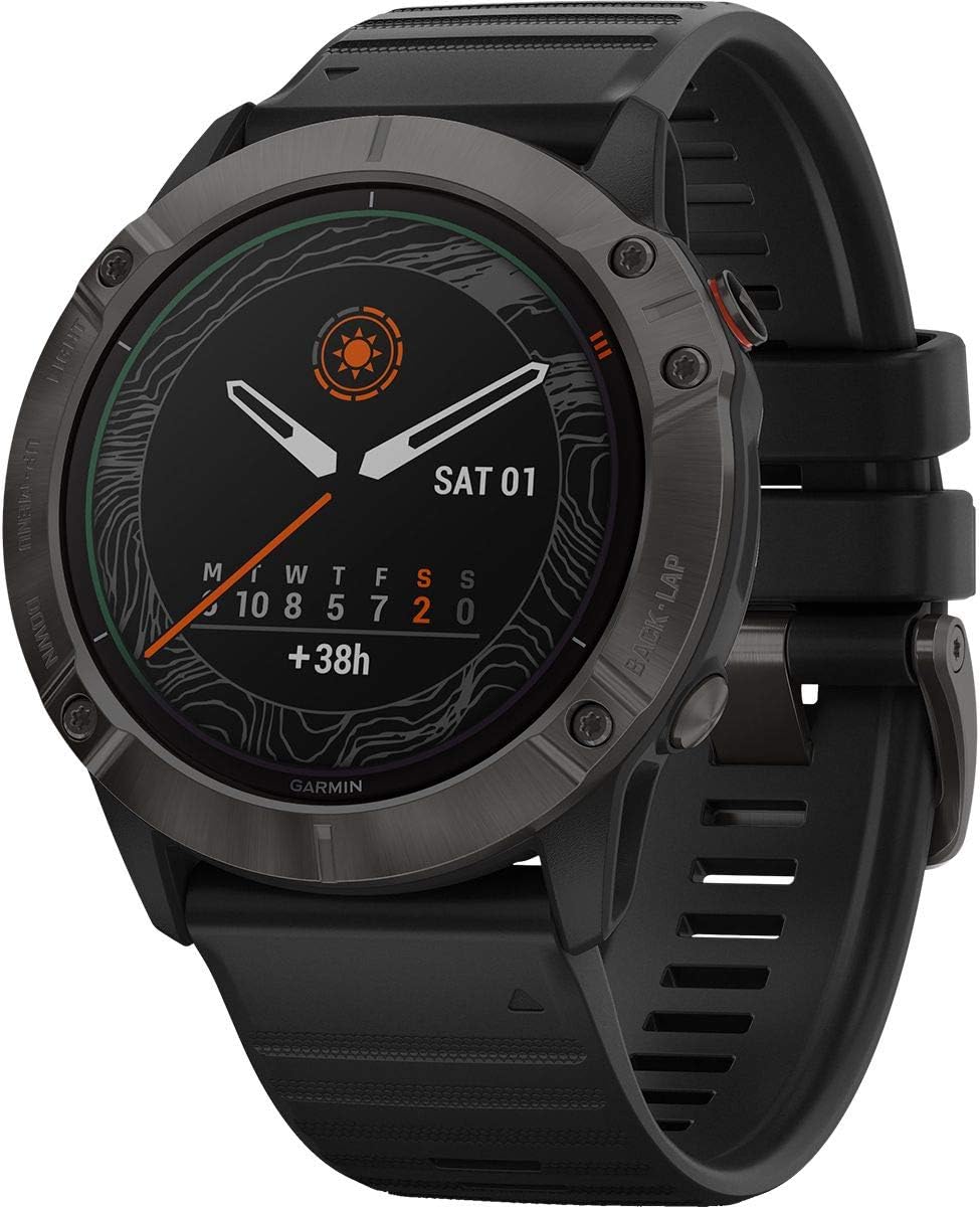 Garmin Fenix 6X Pro Solar Titanium Multisport GPS Uhr Smartwatch schwarz Onesize - 0753759232641