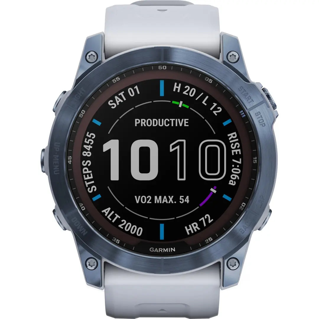 B-Ware Garmin Sportuhr Fitnessuhr Fenix 7 X Sapphire Solar Herren Steinweiß Blau Onesize - 753759278274