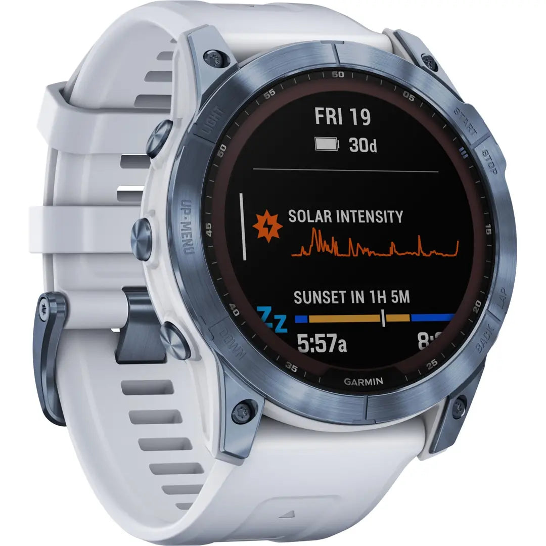 B-Ware Garmin Sportuhr Fitnessuhr Fenix 7 X Sapphire Solar Herren Steinweiß Blau Onesize - 753759278274