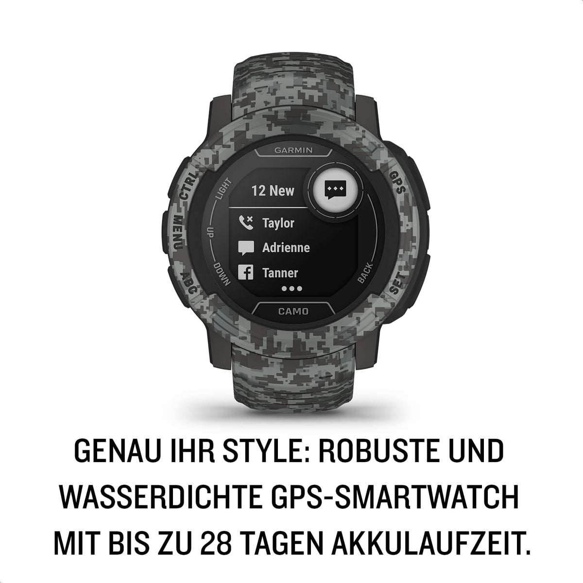 Garmin Sportuhr Armbanduhr Smartwatch Instinct 2 GPS 45 mm Grau Camo Onesize - 0753759278816