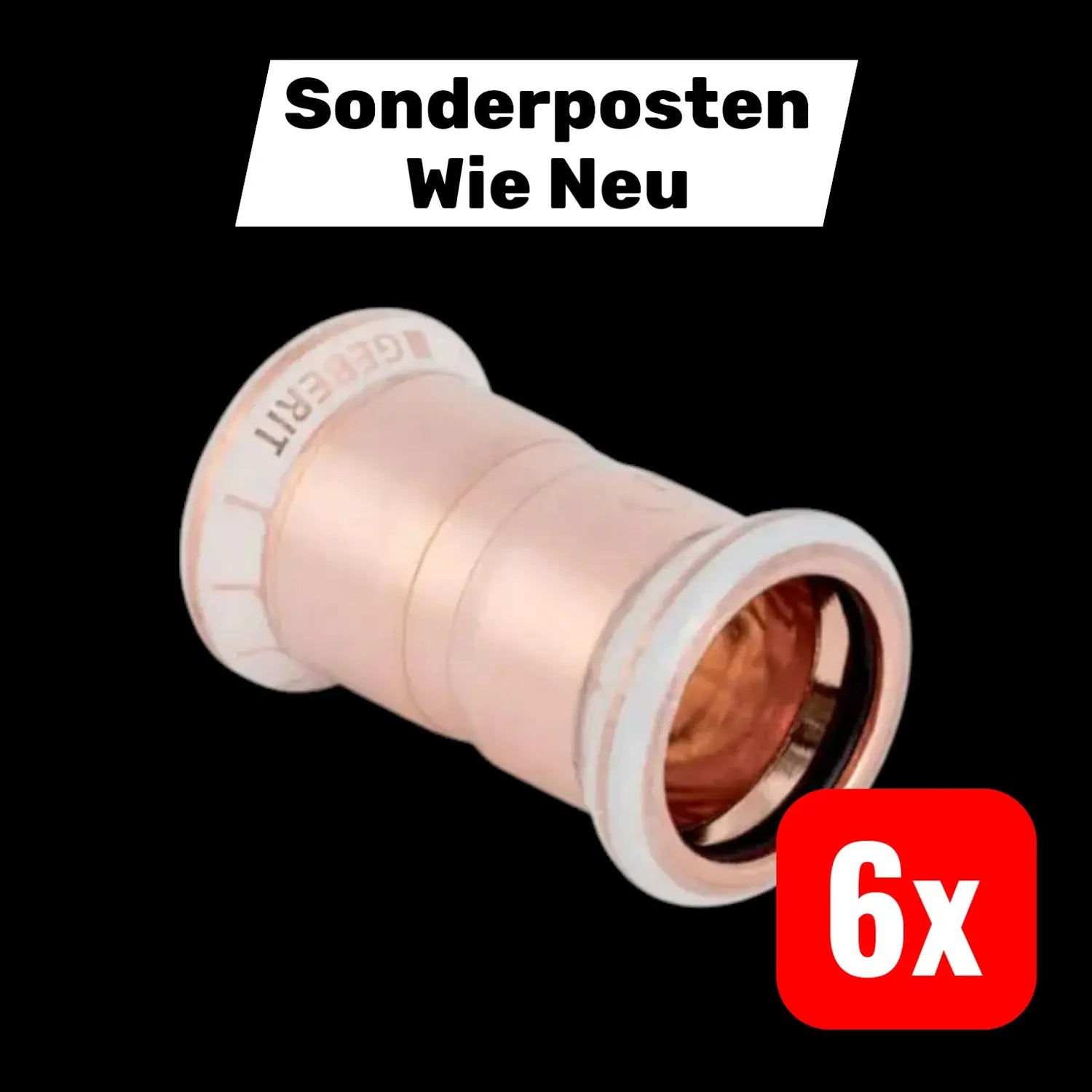 B-Ware Geberit Muffe Verbindung Kupferrohr Mapress Muffe 28mm Kupfer 6 Stück - 4024723620051