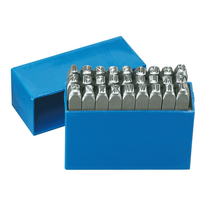 Gedore Schlagbuchstaben Set Buchstaben Stempel Schrifthöhe 6mm 27 Teilig Blau B-Ware - 4010883860529