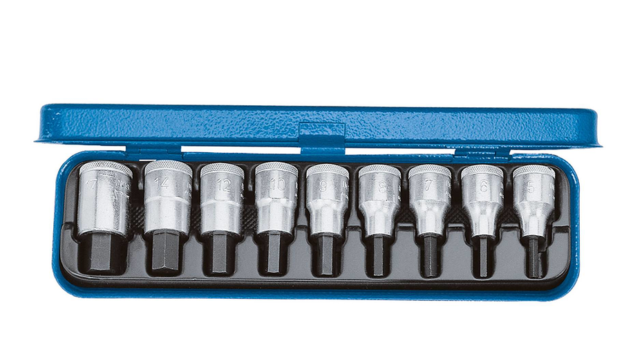 Gedore 6156410 Innen Sechskant Steckschlüssel Bit Einsatz Set 9teilig 1/2" B-Ware - 4010886615645