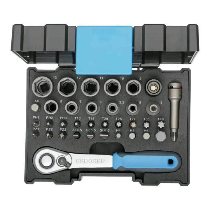 B-Ware Gedore Steckschlüssel Set Bit Satz Knarre Kunststoffbox 35 Teilig 1/4" 666 U 20 - 4010886948767