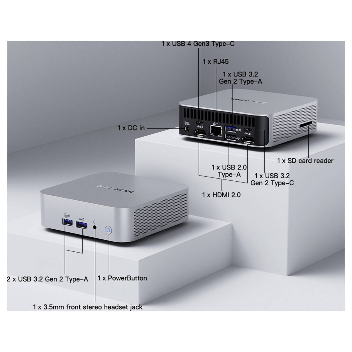 GEEKOM Mini PC Computer A6 Desktop Silber VESA HDMI 16 GB Ryzen 7 6800 Win11 Pro - 4064161499819