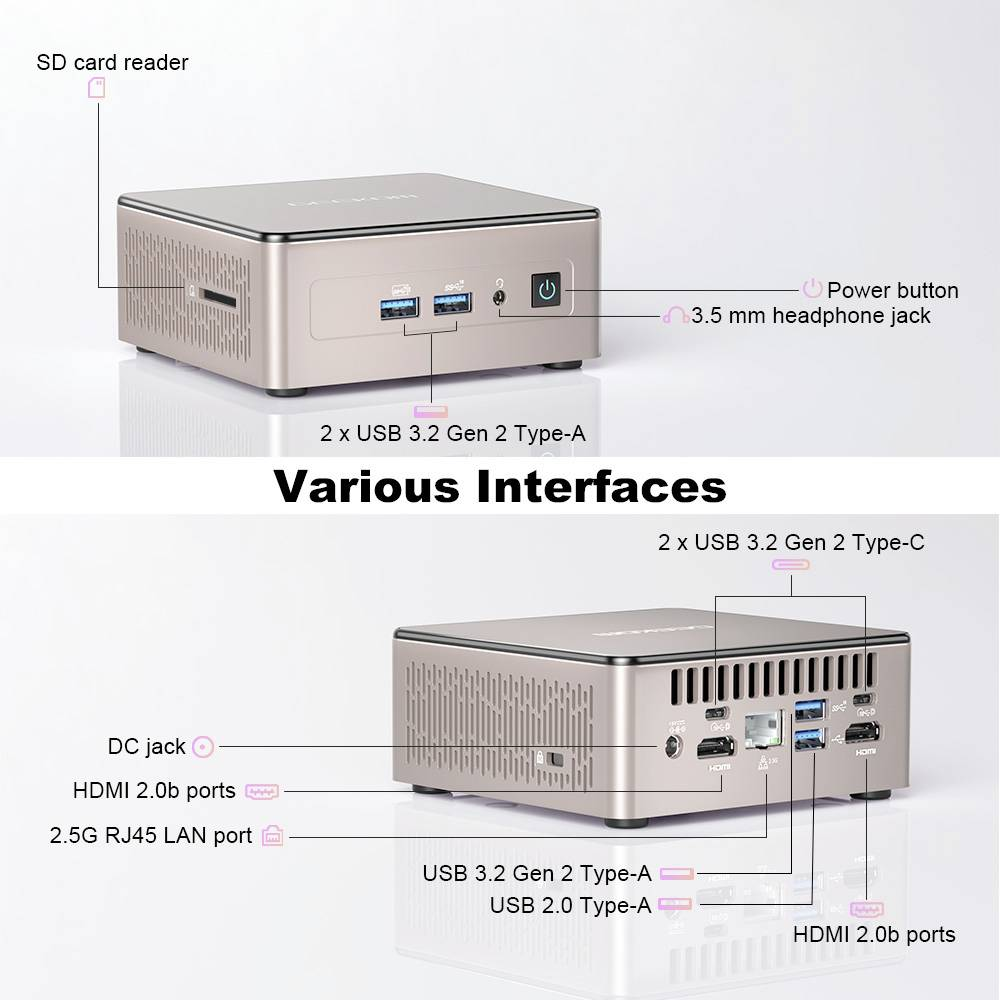 B-Ware Geekom Mini Pc A5 Amd Ryzen 7 5825 U Rosegold Kompakt Ssd 512 Gb Siehe Text/Foto