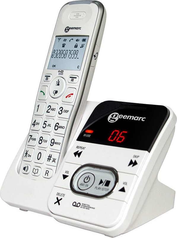 Geemarc Amplidect 295 Schnurloses Seniorentelefon Anrufbeantworter Weiß Telefon B-Ware - 3521350008517