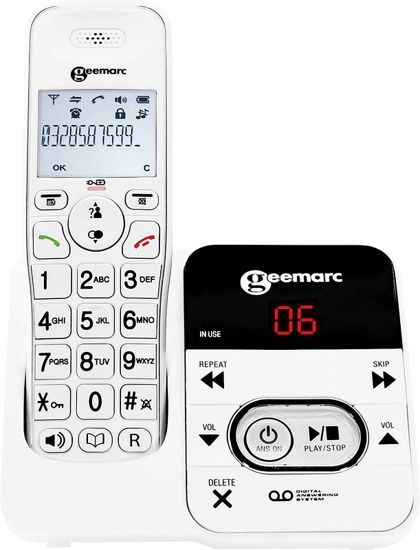 Geemarc Amplidect 295 Schnurloses Seniorentelefon Anrufbeantworter Weiß Telefon B-Ware - 3521350008517