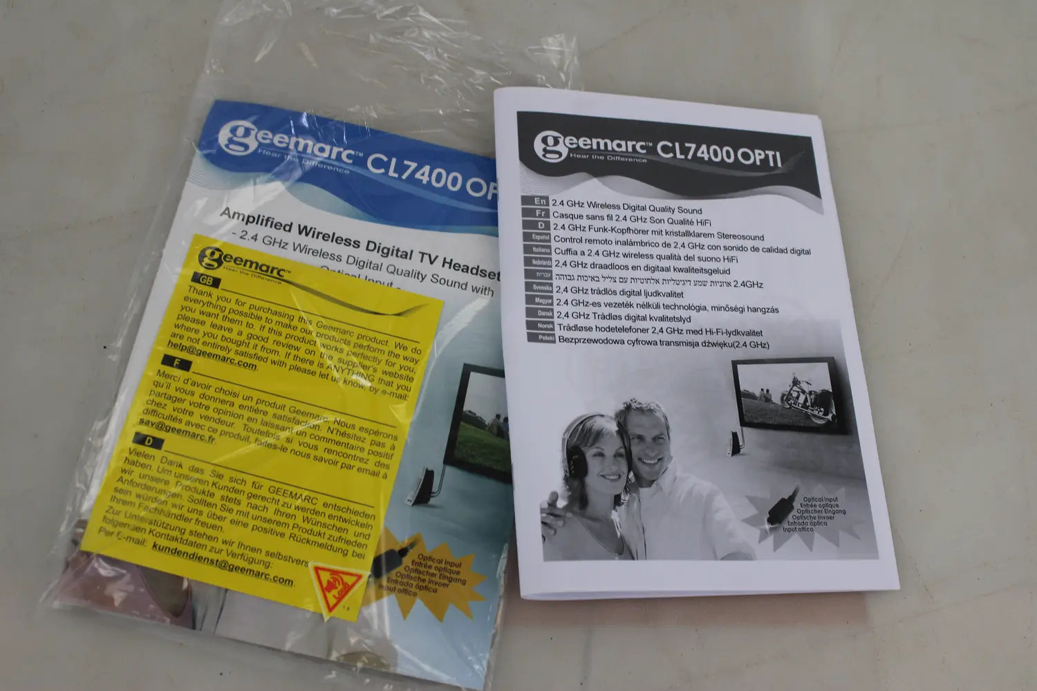 D-Ware Geemarc Cl7400 Opti Funk Tv Kopfhörer Over Ear Headset Silber Defektware - 3521350009422