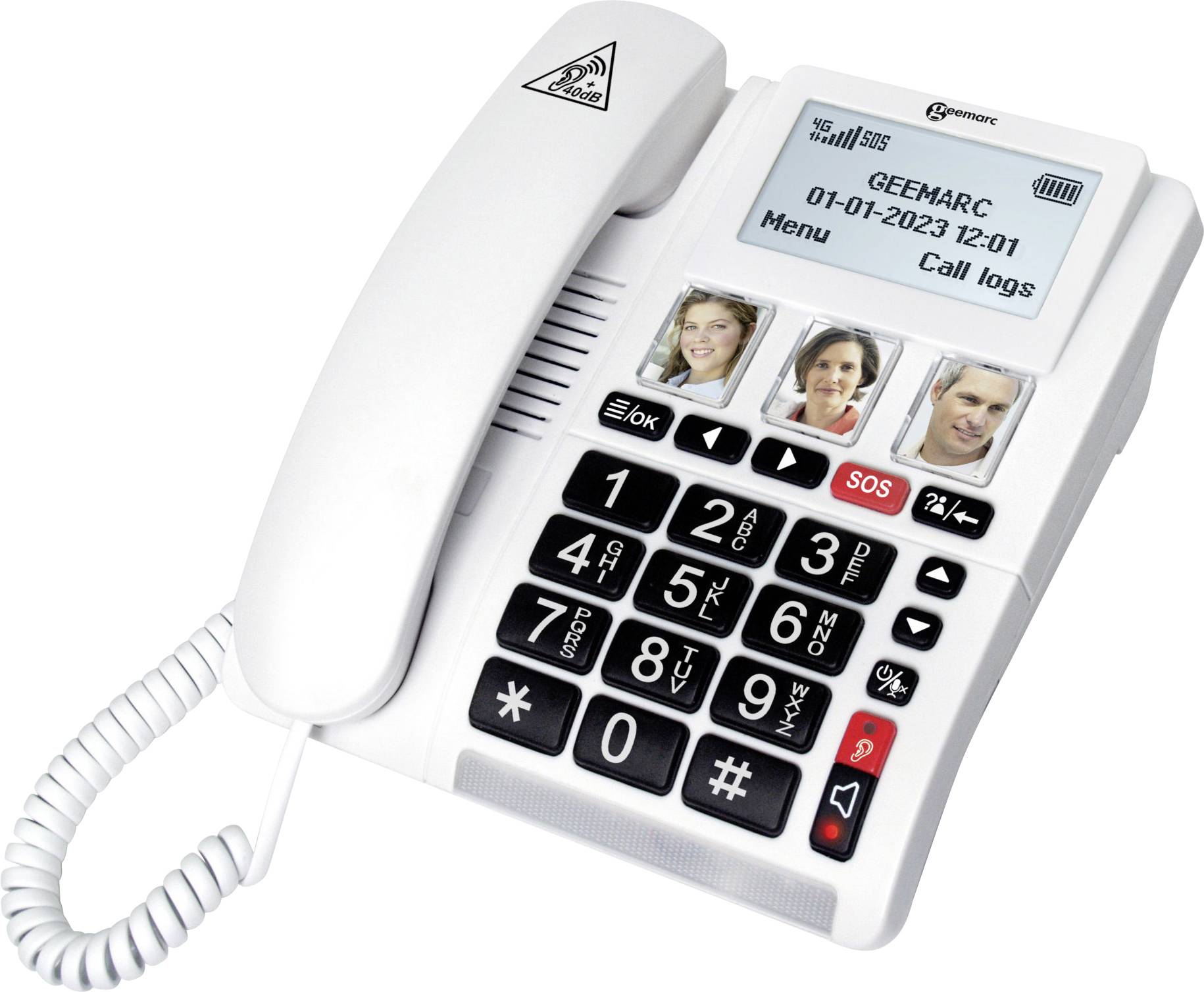 Geemarc CL9000 Schnurloses Seniorentelefon Foto-Tasten Freisprechen für Hörgerät - 3521350030013