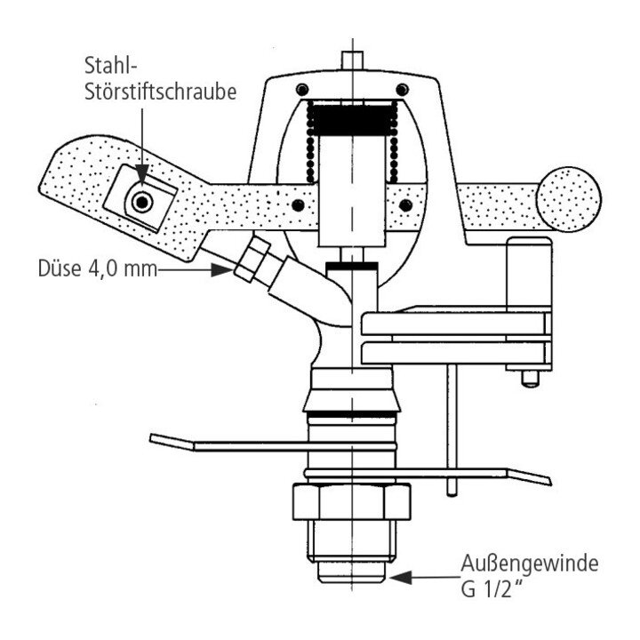 B-Ware Geka Kreisregner Dreibeinstativ V80 S Messing Höhenverstellbar 26m G3/4 Zoll