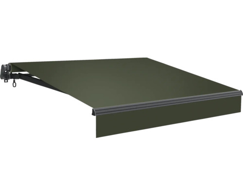B-Ware Gelenkarmmarkise 4x3m Stoff Markise Sonnenschutz Terrassenüberdachung Olive  - 4306516433162