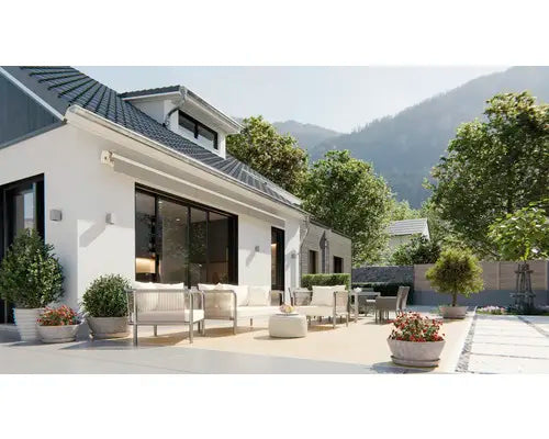 B-Ware Markise Sonnenschutz Gelenkarmmarkise Lotus Stoff Beige Gestell Perlweiß - 4306516769759