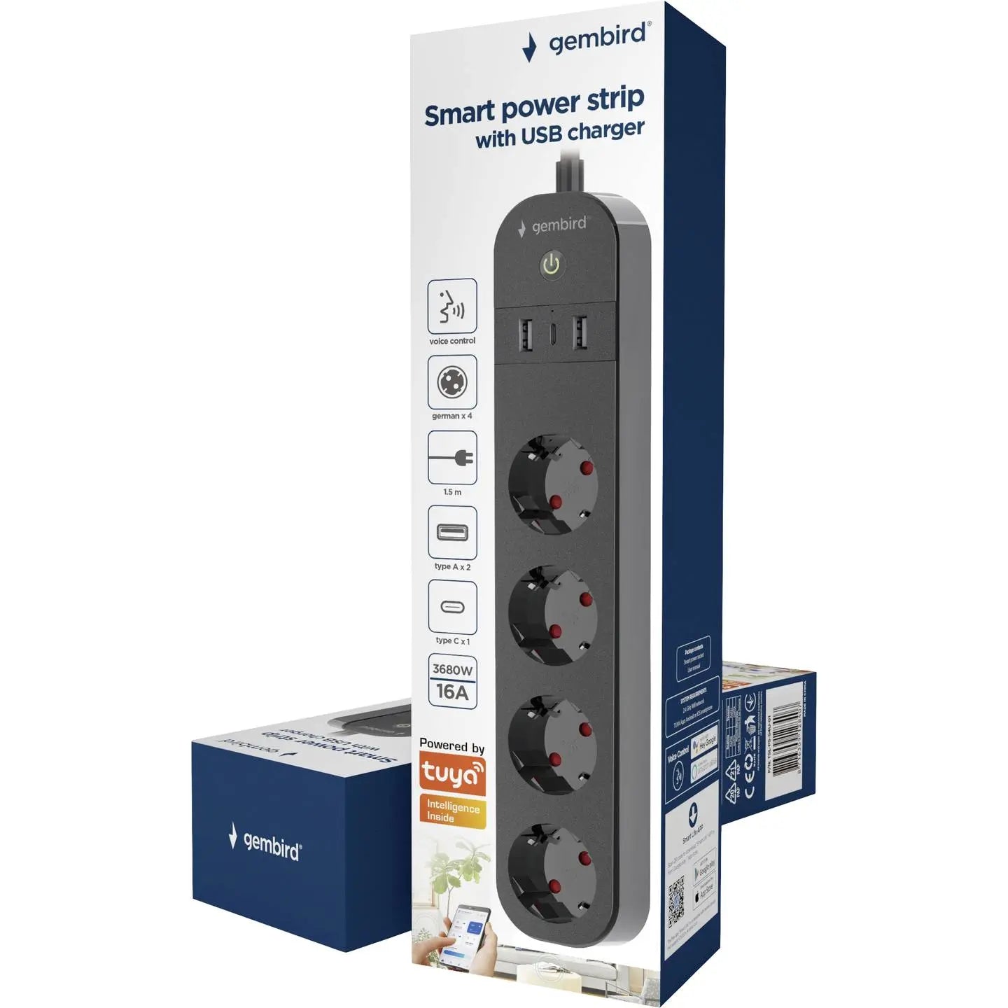 B-Ware Gembird Tsl Ps S4 U 01   Smart Power Steckdosenleiste   Wechselstrom 230 V   3680 - 8716309128407