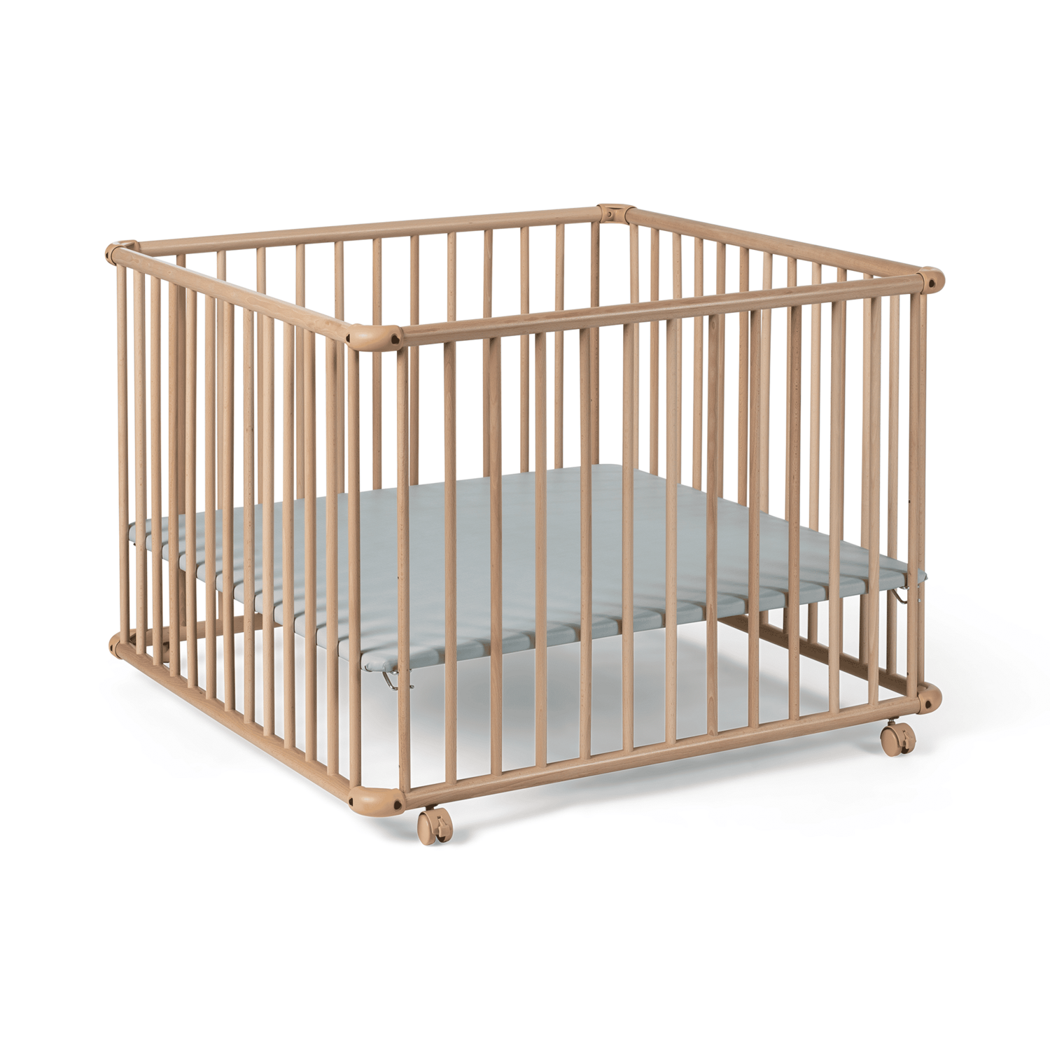 Geuther Laufgitter Gitterbett Laufstall Holz Höhenverstellbar Mobil Rollen Natur B-Ware - 4010221089476
