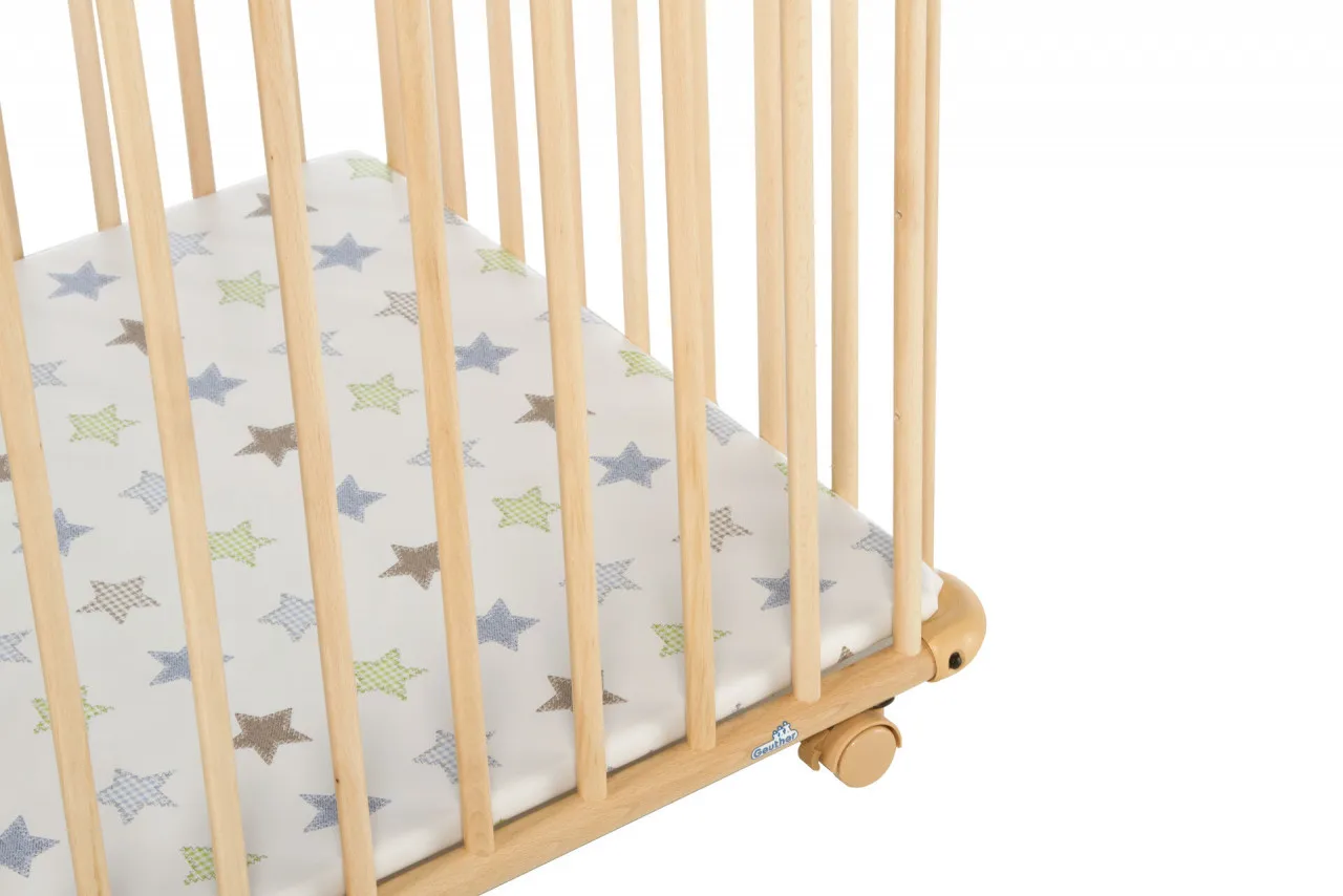 Geuther Laufgitter Gitterbett Laufstall Holz Höhenverstellbar Mobil Rollen Natur B-Ware - 4010221089476
