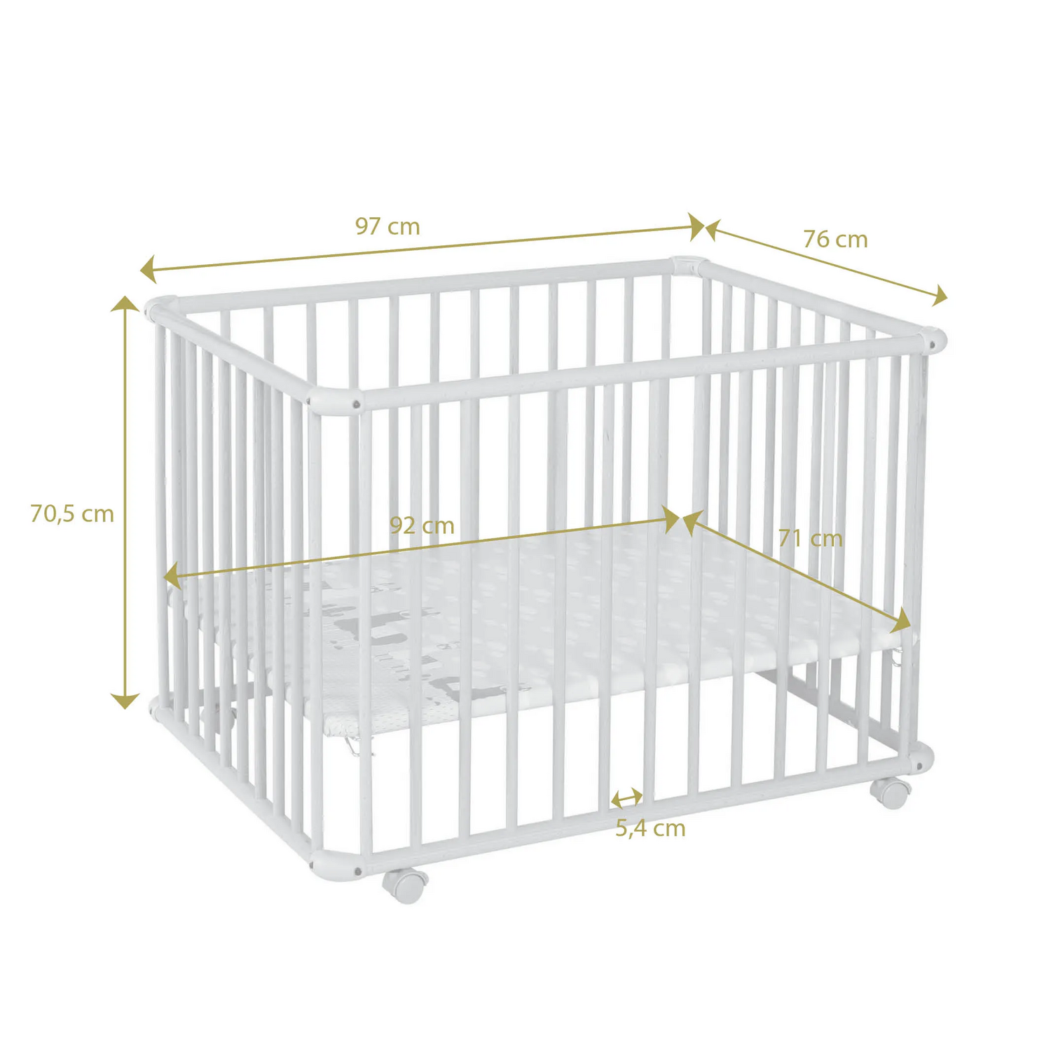 Geuther Laufgitter Gitterbett Laufstall Holz Höhenverstellbar Mobil Rollen Natur B-Ware - 4010221089476