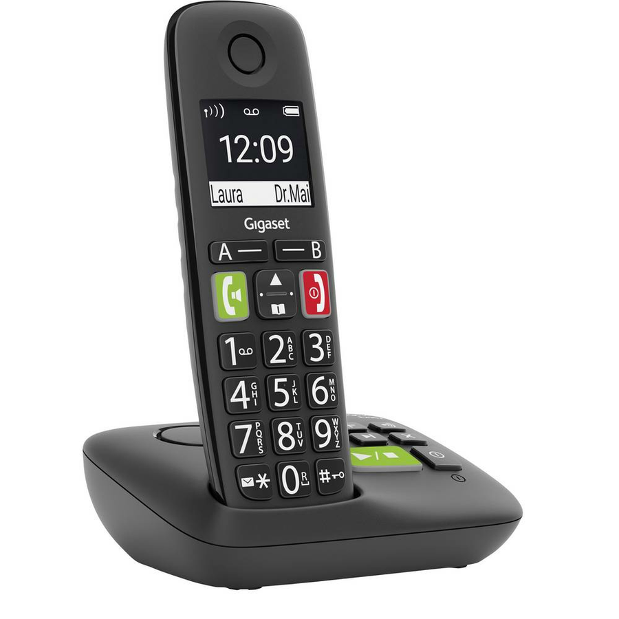 Gigaset E290 A Schnurloses Telefon Analog Anrufbeantworter Freisprechen Schwarz B-Ware - 4250366856049