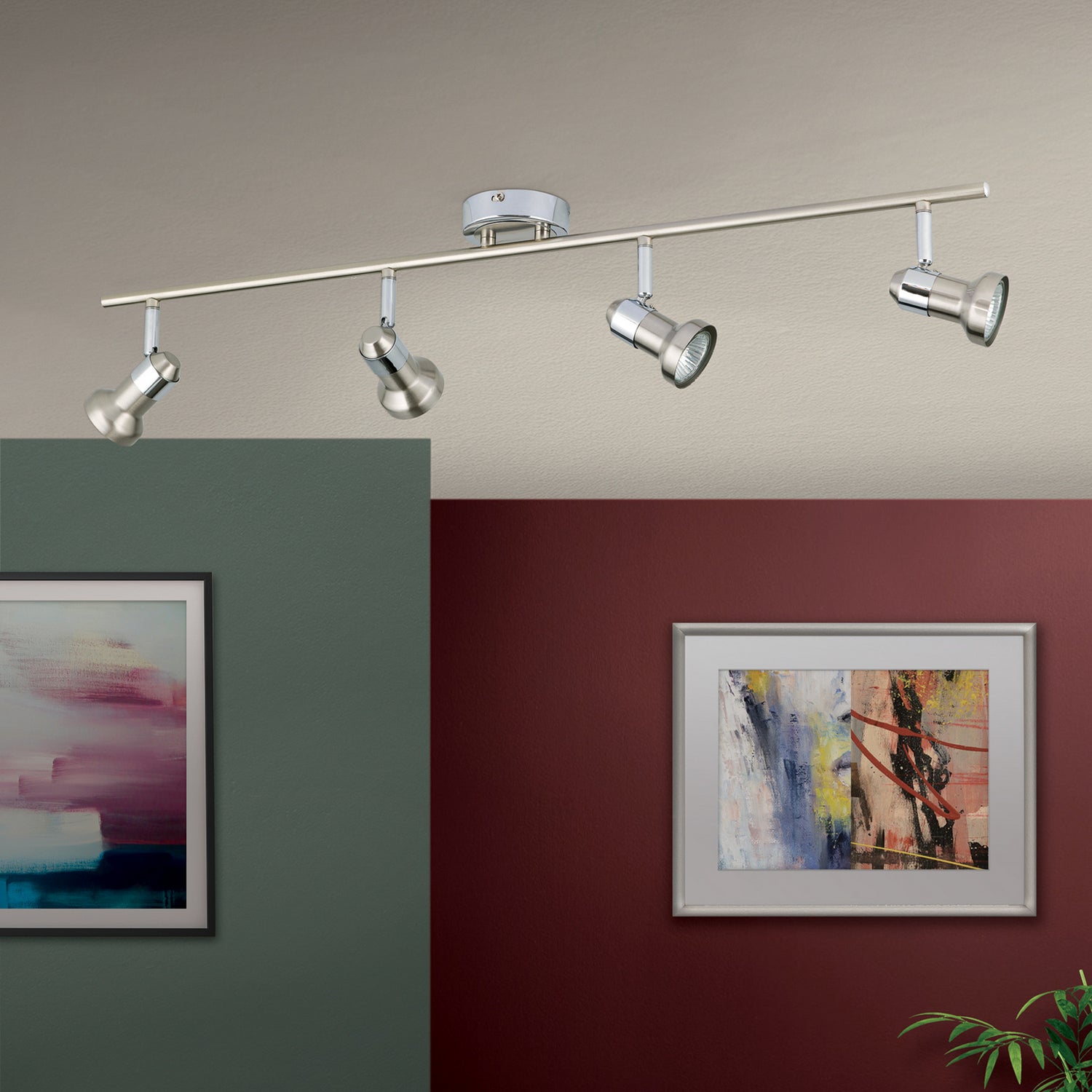 B-Ware Deckenleuchte Barbora Strahler Lampe Nickel Satiniert Gu10 Led 4 Flammig Leuchte - 9003090187294