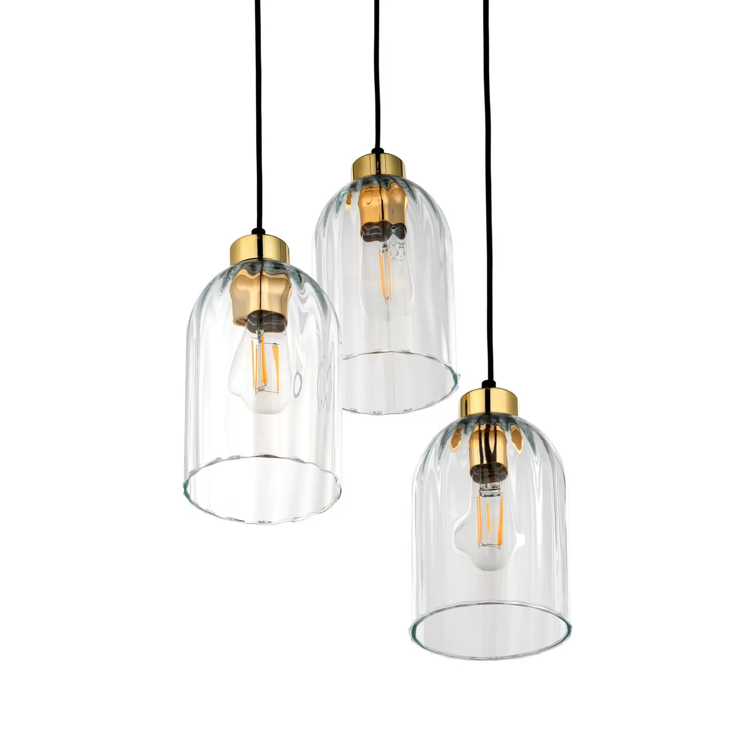 B-Ware Glas Hängeleuchte Satipo Dreiflammig Transparent Hängelampe Lampe Leuchte E27 - 5901780556273