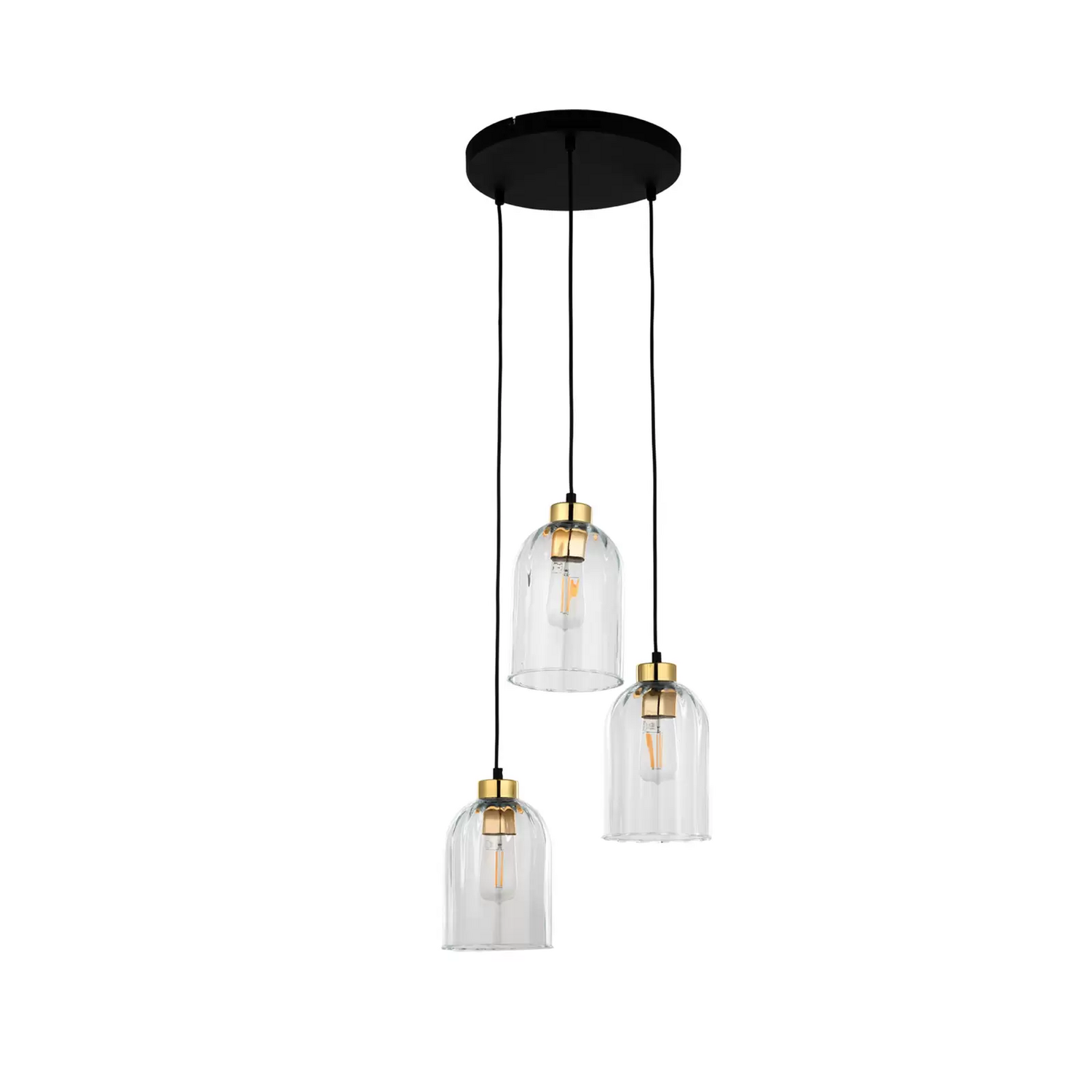 B-Ware Glas Hängeleuchte Satipo Dreiflammig Transparent Hängelampe Lampe Leuchte E27 - 5901780556273