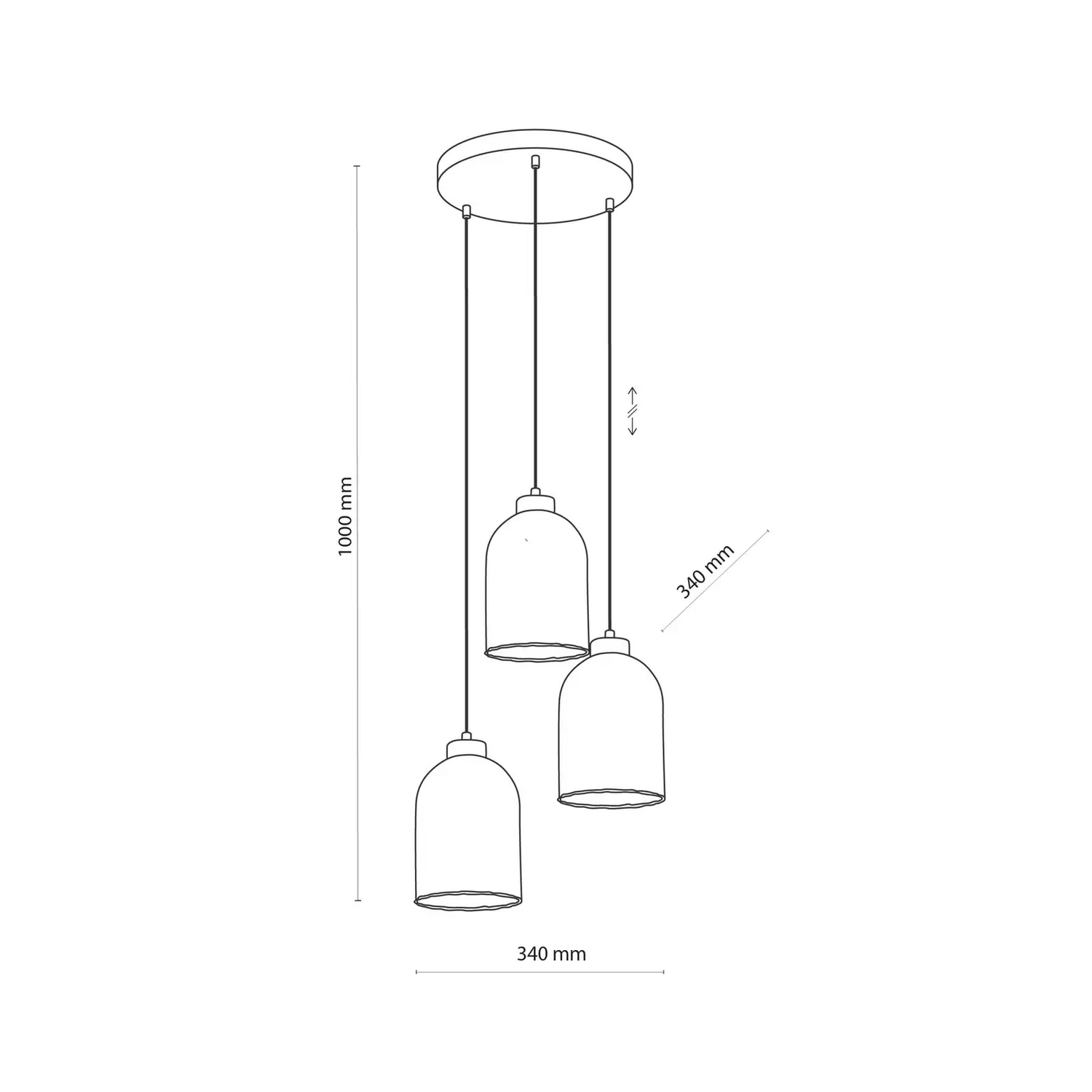 B-Ware Glas Hängeleuchte Satipo Dreiflammig Transparent Hängelampe Lampe Leuchte E27 - 5901780556273