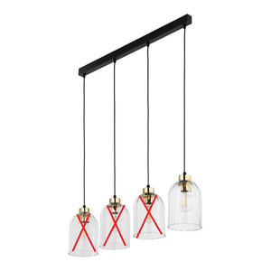 B-Ware Glas Hängeleuchte Satipo Vierflammig Transparent Deckenlampe Siehe Text/Foto