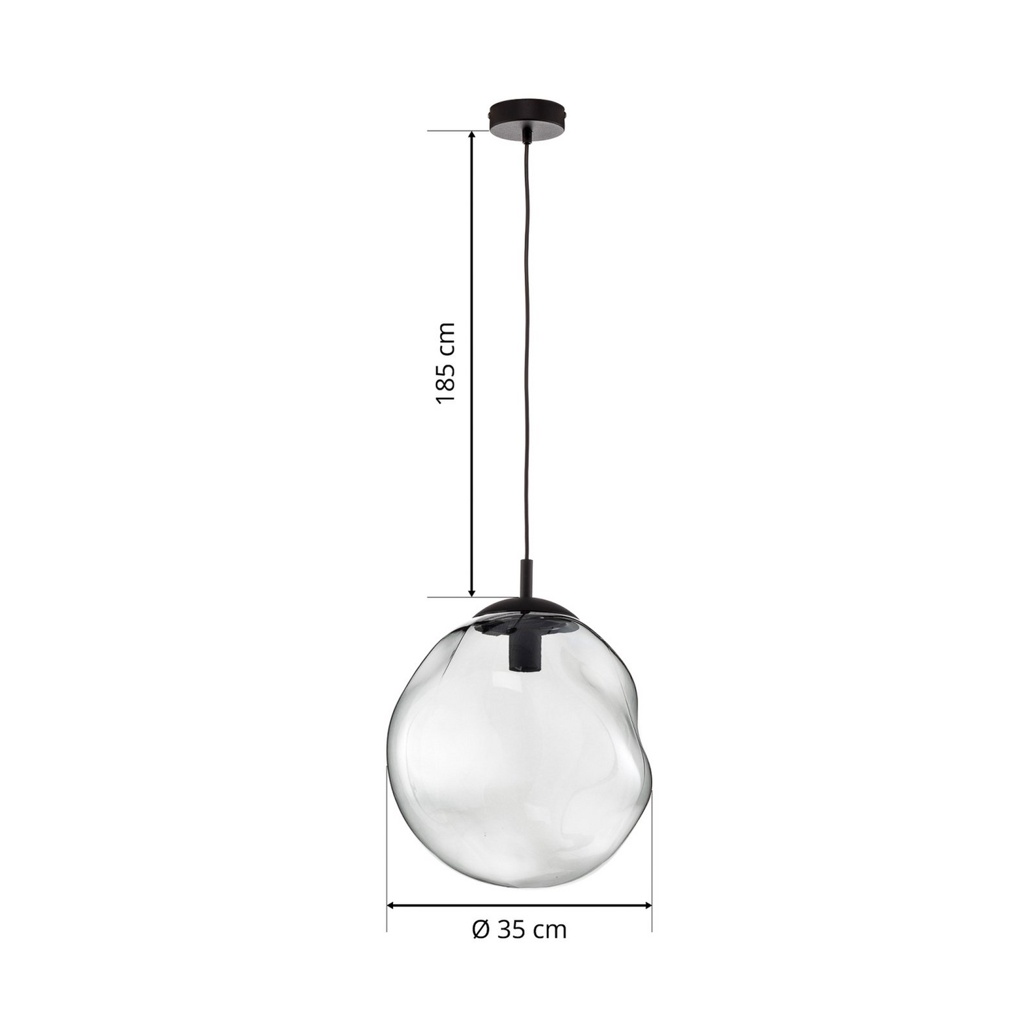 B-Ware Euluna Glas Hängeleuchte Sol Wohnzimmerlampe Pendelleuchte E27 Schwarz Rauchgrau - 5901780542641