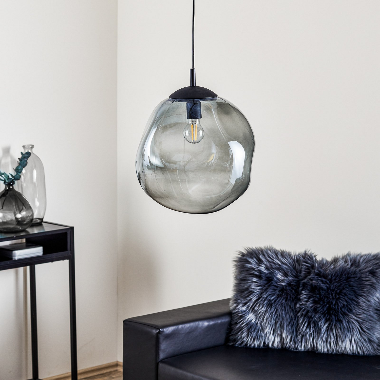 B-Ware Euluna Glas Hängeleuchte Sol Wohnzimmerlampe Pendelleuchte E27 Schwarz Rauchgrau - 5901780542641