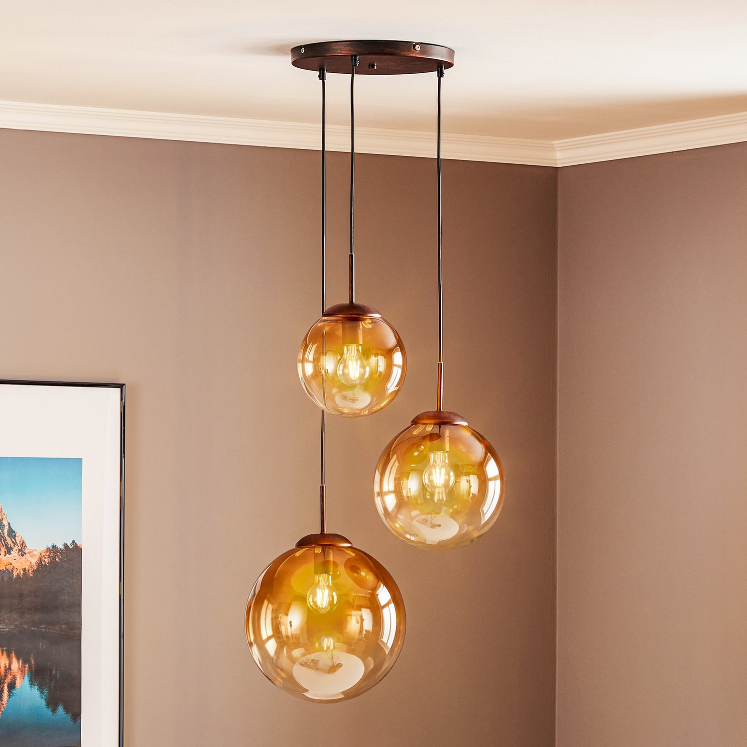 C-Ware Globo Glas Hängeleuchte Varus Hängeleuchte Lampe Leuchte Amber Siehe Text/Foto - 9007371371846