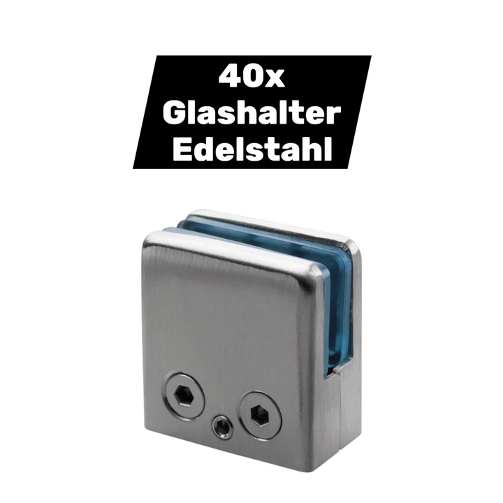 Glashalter Edelstahl Glasklemme Halterung Glasbefestigung 45x45 Mm 40 Stück B-Ware - 4060774067391
