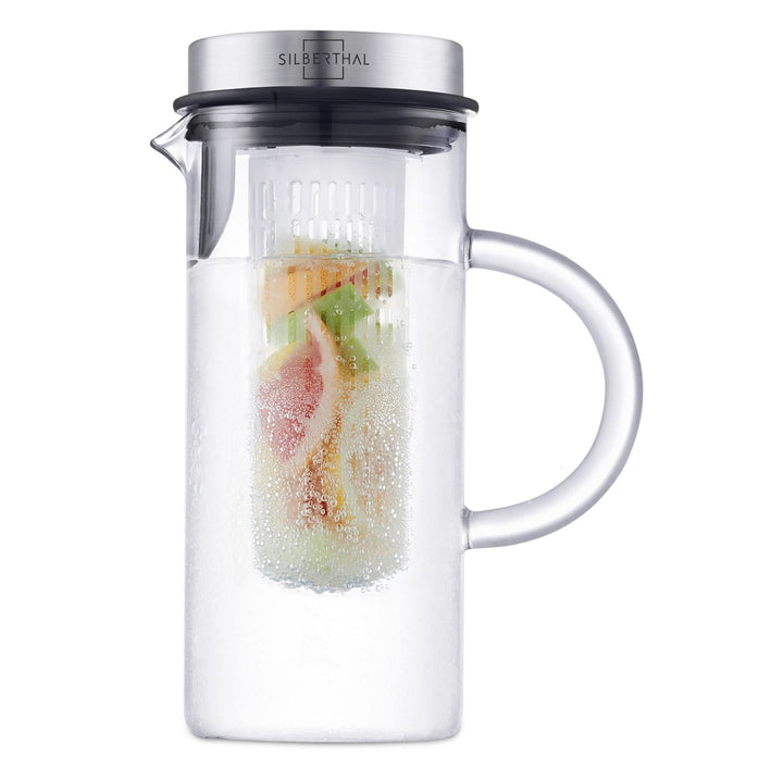 SILBERTHAL Glaskaraffe Wasserkrug Karaffe Borosilikatglas 1L mit Fruchteinsatz - 4260470461374