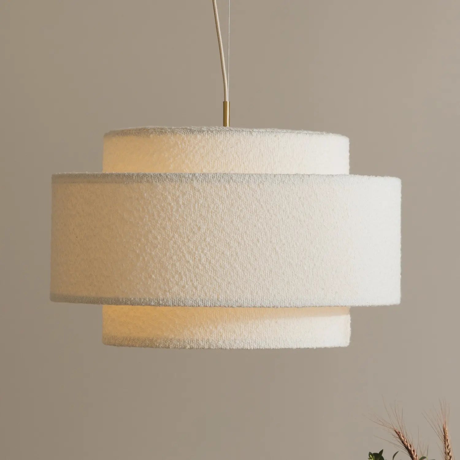 B-Ware Globen Lighting Hängeleuchte Pendelleuchte Noah Bouclé Textil Metall Weiß953 - 7319437563082