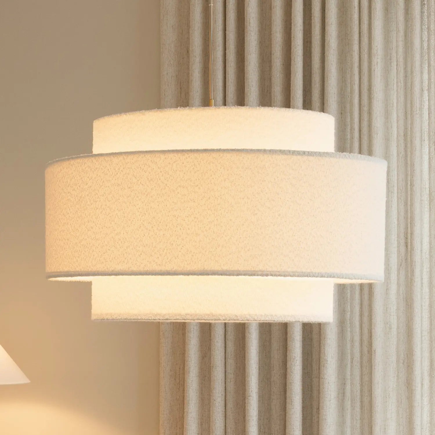 B-Ware Globen Lighting Pendelleuchte Hängeleuchte Noah Bouclé Weiß Wohnzimmer Esszimmer - 7319437763086
