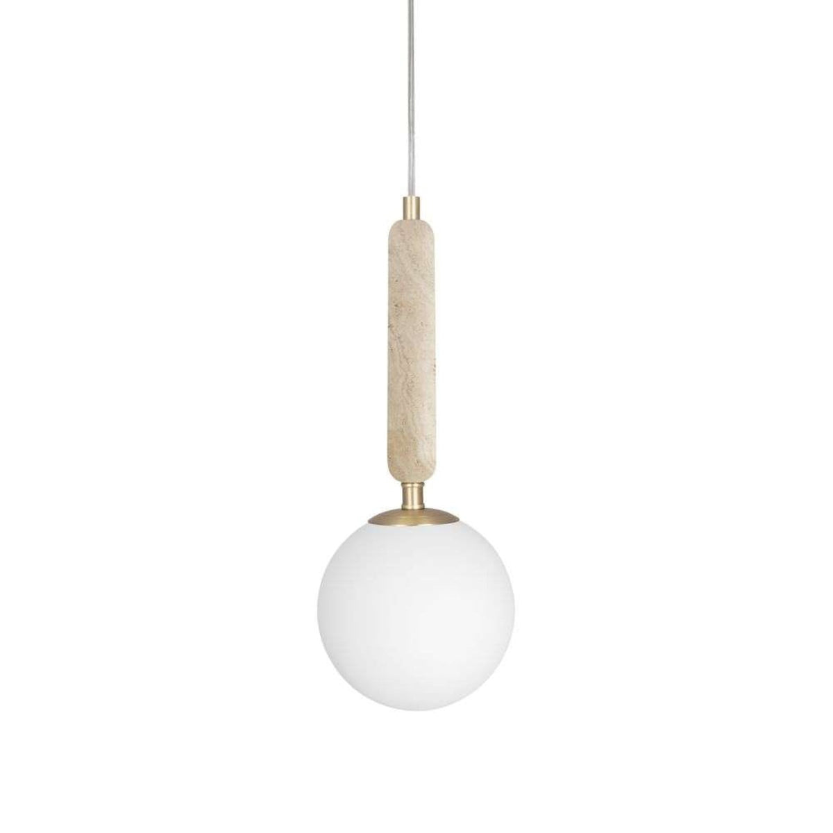 Pendelleuchte Hängelampe Globen Lighting Torrano Travertin Beige Glas Weiß - 7319435405025