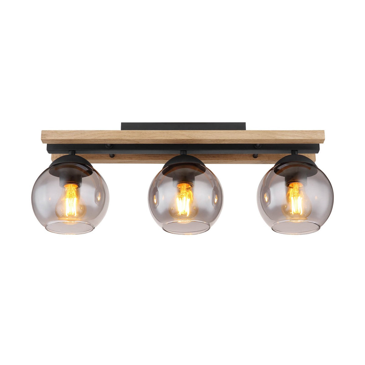 Globo Deckenlampe Leuchte Conni Lampe Länge 60 cm rauchgrau Holz Glas 3 flg - 9007371441235