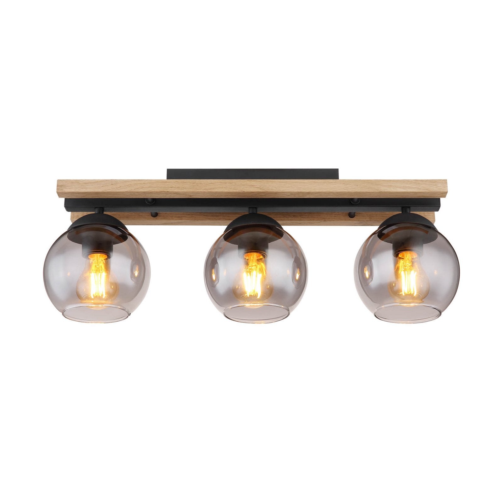 Globo Deckenlampe Leuchte Conni Lampe Länge 60 cm rauchgrau Holz Glas 3 flg - 9007371441235