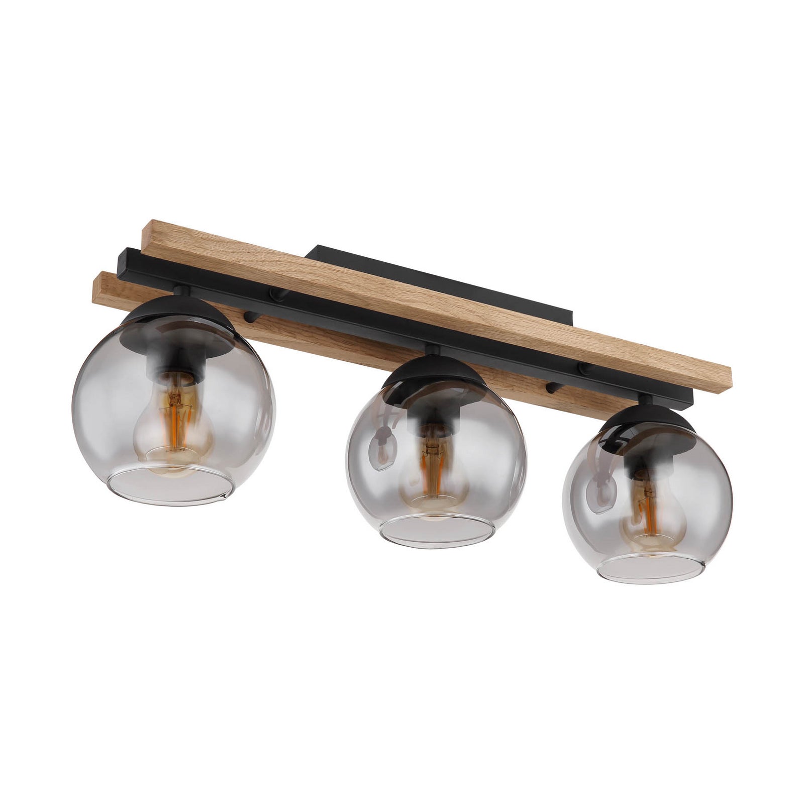 Globo Deckenlampe Leuchte Conni Lampe Länge 60 cm rauchgrau Holz Glas 3 flg - 9007371441235