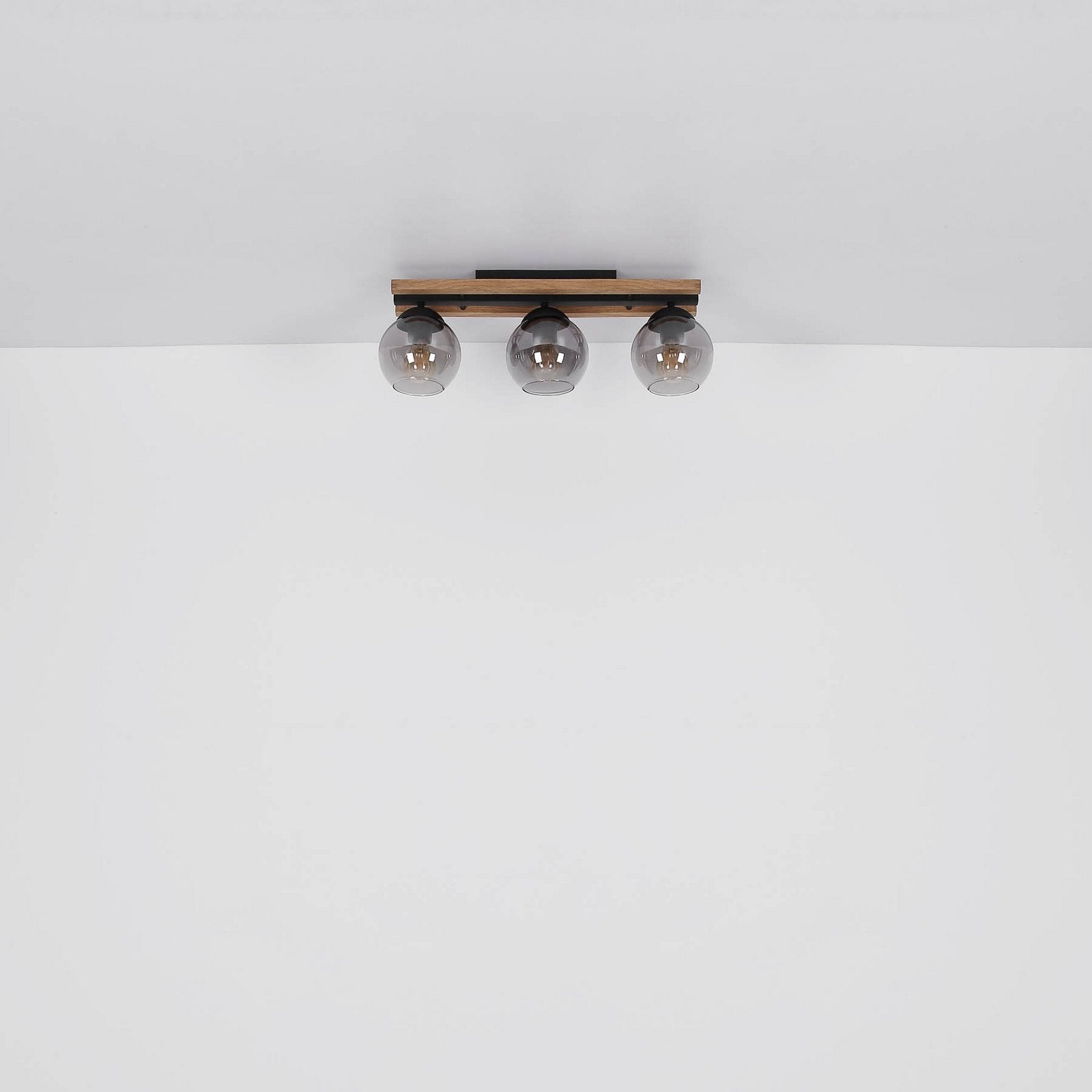 Globo Deckenlampe Leuchte Conni Lampe Länge 60 cm rauchgrau Holz Glas 3 flg - 9007371441235