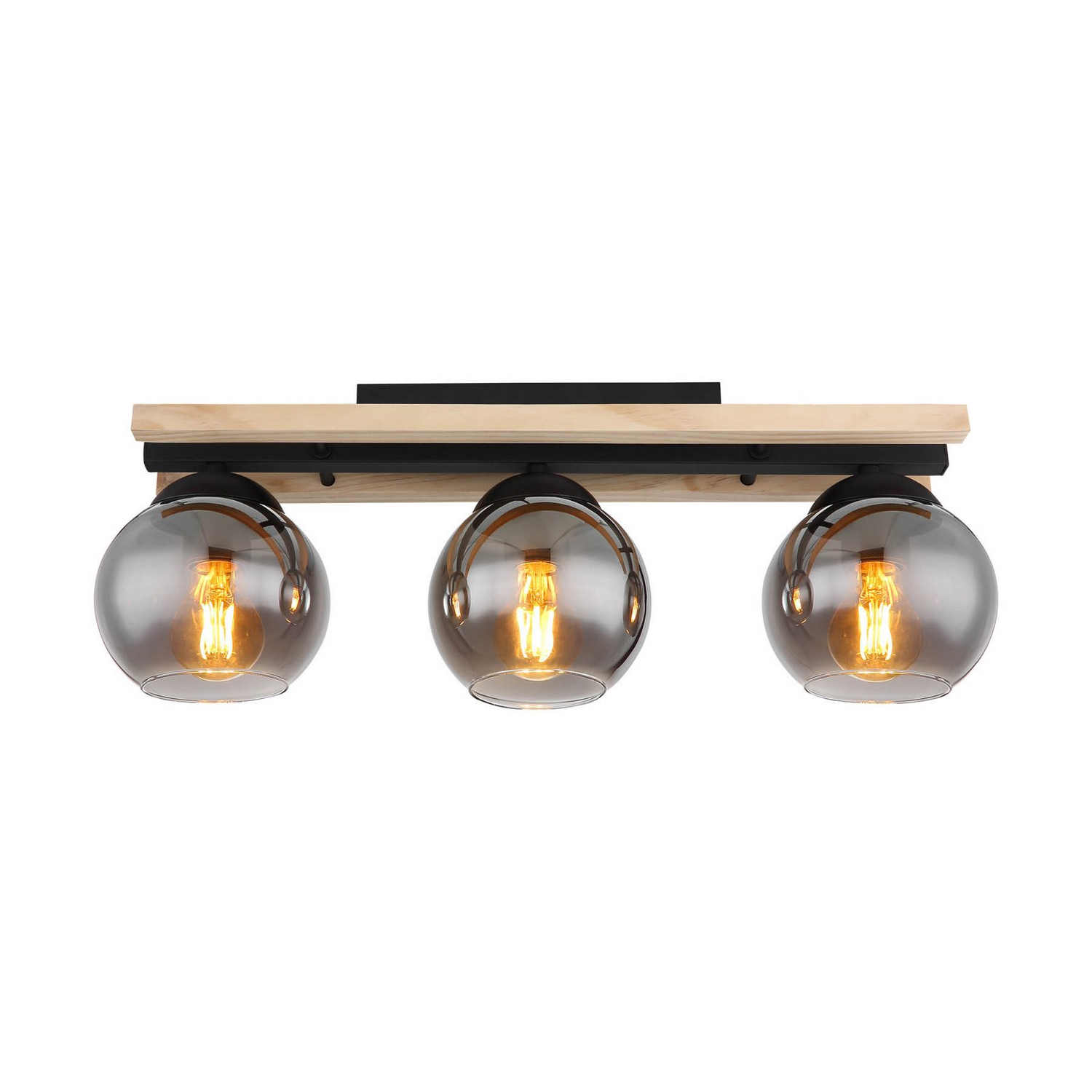 B-Ware Globo Deckenlampe Leuchte Conni Lampe Länge 60 Cm Rauchgrau Holz Glas 3 Flg - 9007371441235