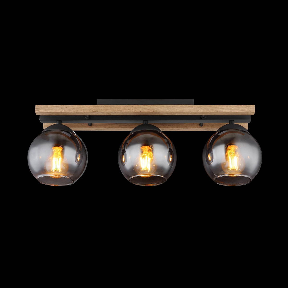 Globo Deckenlampe Leuchte Conni Lampe Länge 60 cm rauchgrau Holz Glas 3 flg - 9007371441235
