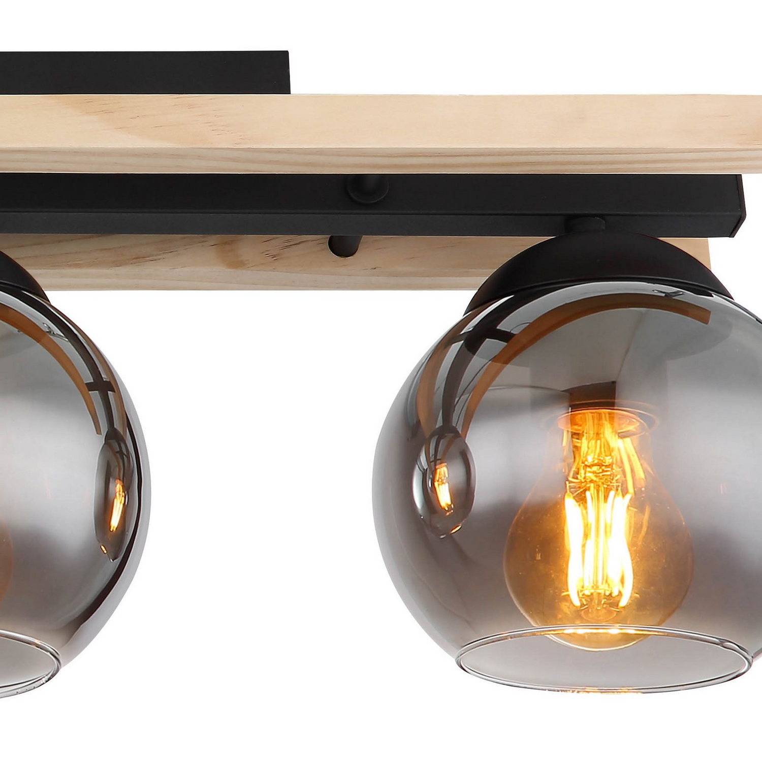 B-Ware Globo Deckenlampe Leuchte Conni Lampe Länge 60 Cm Rauchgrau Holz Glas 3 Flg - 9007371441235