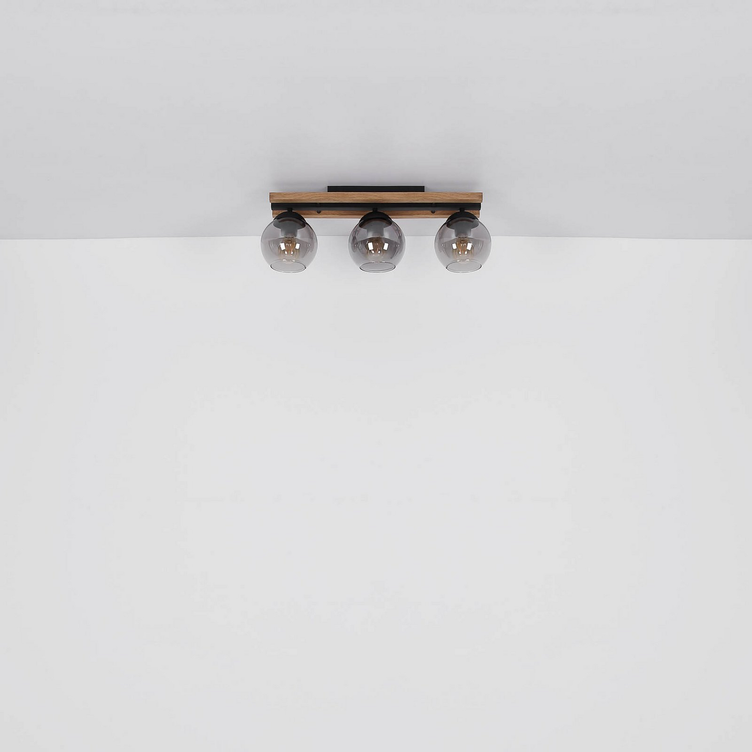 B-Ware Globo Deckenlampe Leuchte Conni Lampe Länge 60 Cm Rauchgrau Holz Glas 3 Flg554