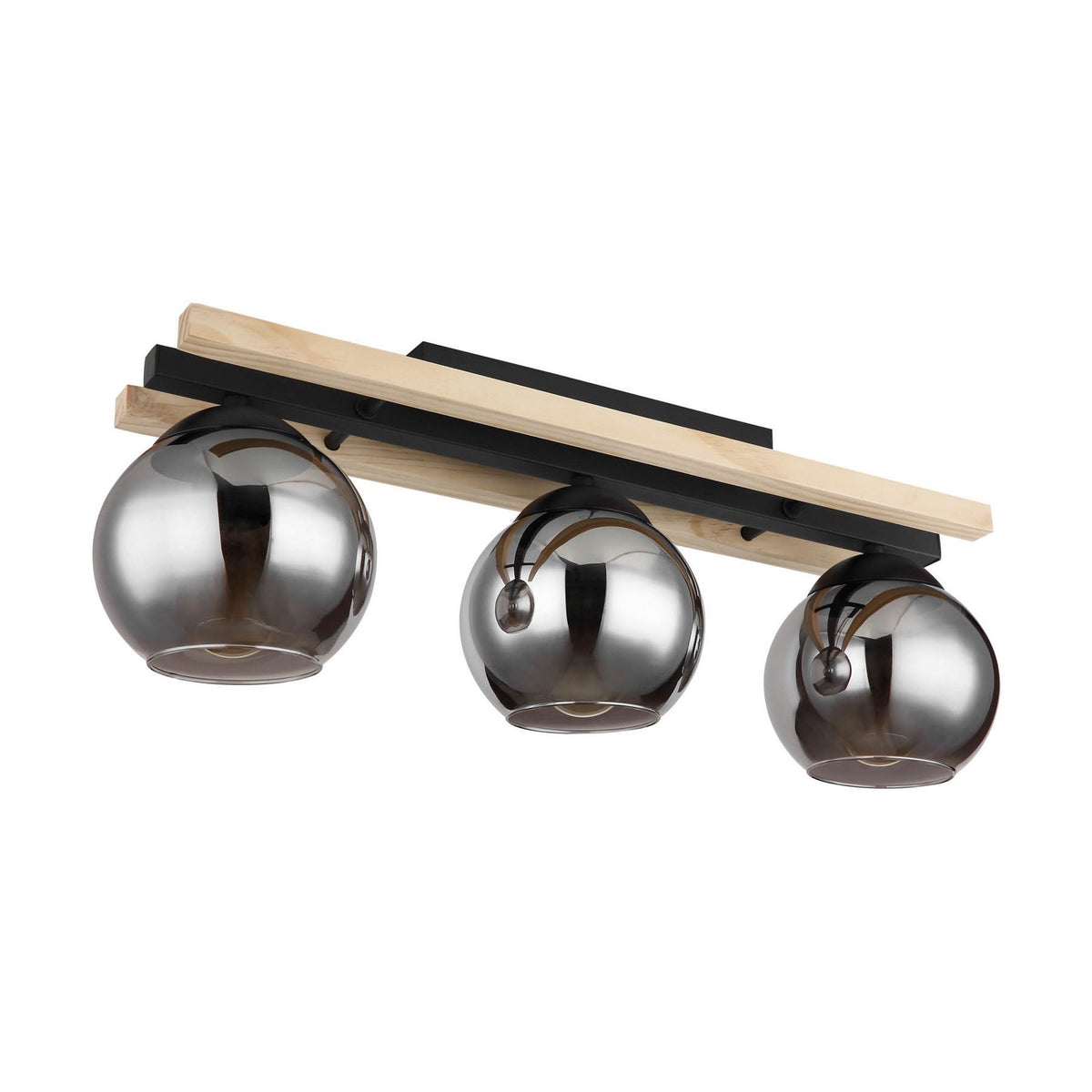 Globo Deckenlampe Leuchte Conni Lampe Länge 60 cm rauchgrau Holz Glas 3 flg - 9007371441235