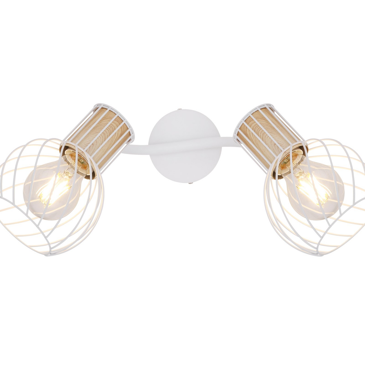 Globo Deckenleuchte Lampe Luise Weiß Holzoptik 2 Flammig E27 Eisen Leuchte B-Ware - 9007371396733