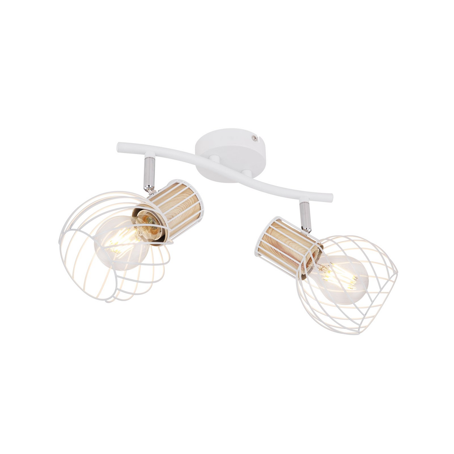 Globo Deckenleuchte Lampe Luise Weiß Holzoptik 2 Flammig E27 Eisen Leuchte B-Ware - 9007371396733