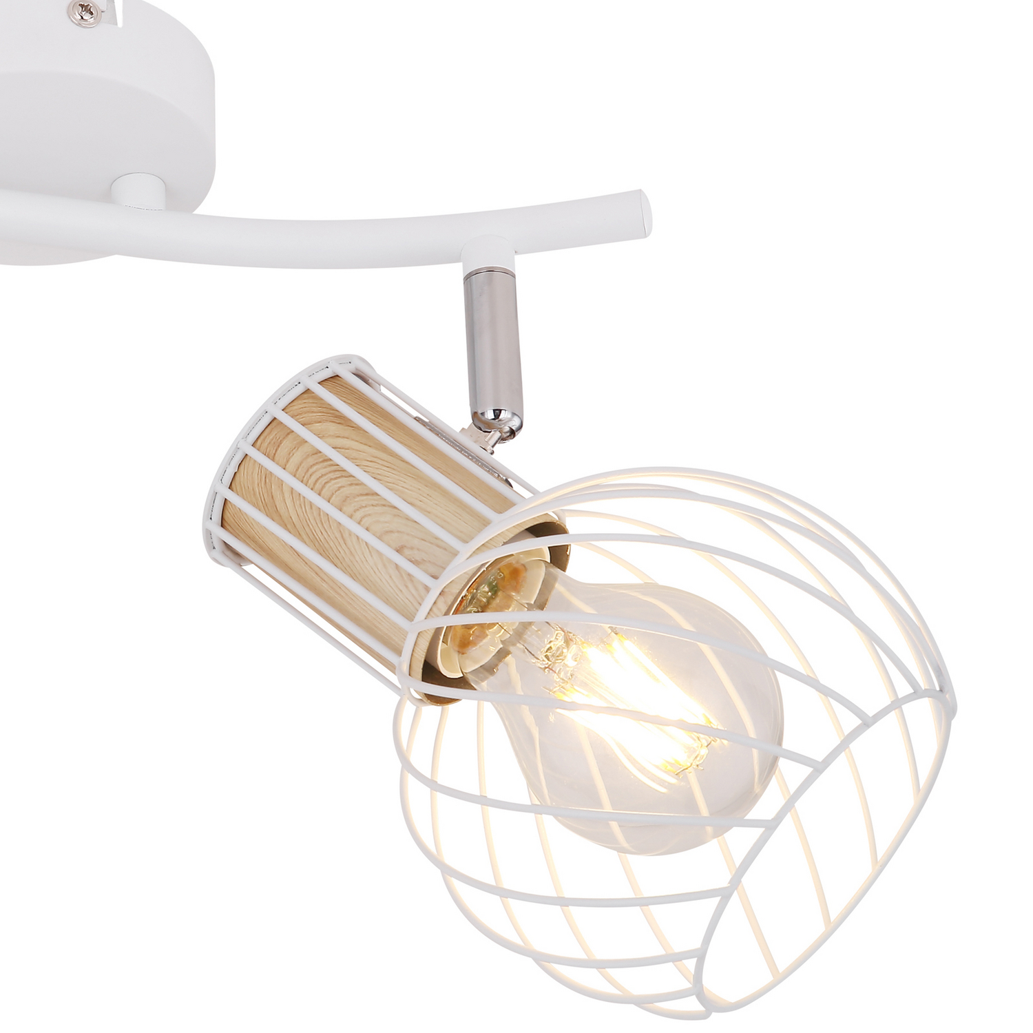 Globo Deckenleuchte Lampe Luise Weiß Holzoptik 2 Flammig E27 Eisen Leuchte B-Ware - 9007371396733