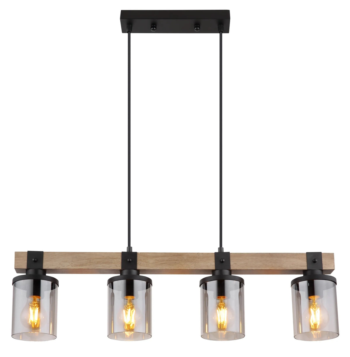 Globo Deckenleuchte Lila mit Holzbalken Hängelampe Pendelleuchte 4-flg. E27 - 9007371431724